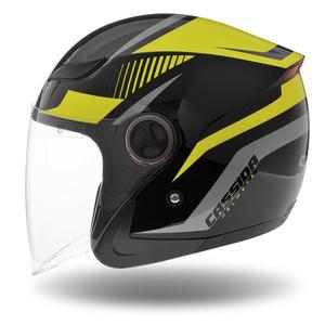 Otwarty kask motocyklowy Cassida Reflex czarno-srebrno-fluo żółty
