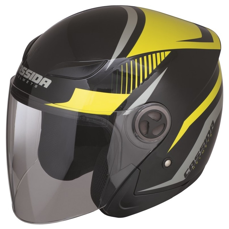 Otwarty kask motocyklowy Cassida Reflex czarno-srebrno-fluo żółty