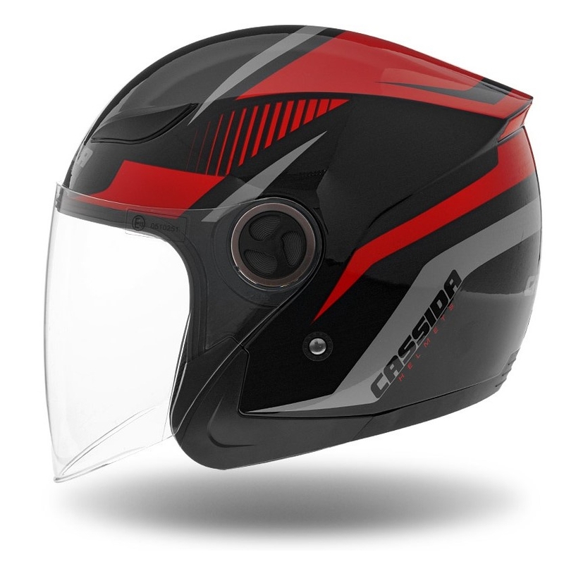 Otwarty kask motocyklowy Cassida Reflex czarno-czerwono-srebrny