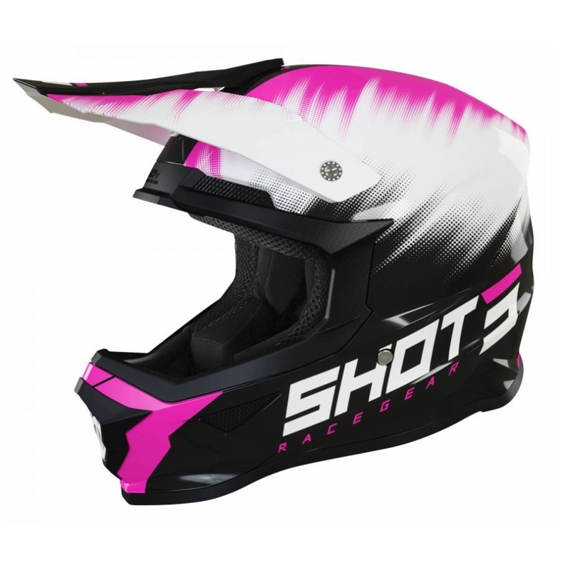 Dziecięcy kask motocrossowy Shot Furious Versus czarno-biało-różowy wyprzedaż