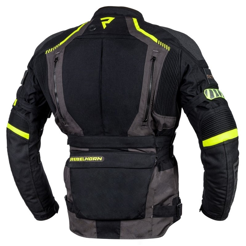 Kurtka motocyklowa Rebelhorn Patrol czarno-szaro-fluo żółta