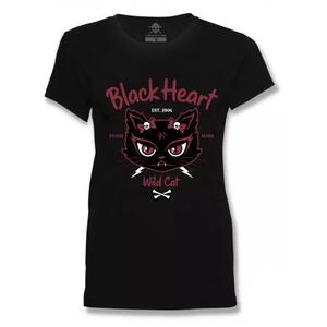 Damska koszulka Black Heart Wild Cat czarna