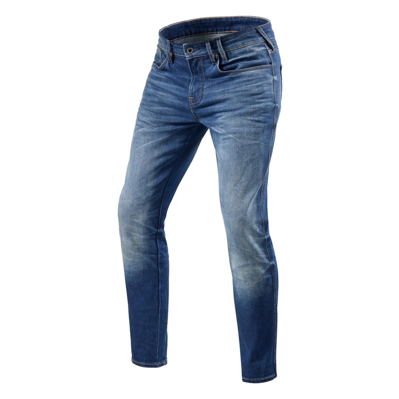 Jeansy motocyklowe Revit Carlin SK blue cropped