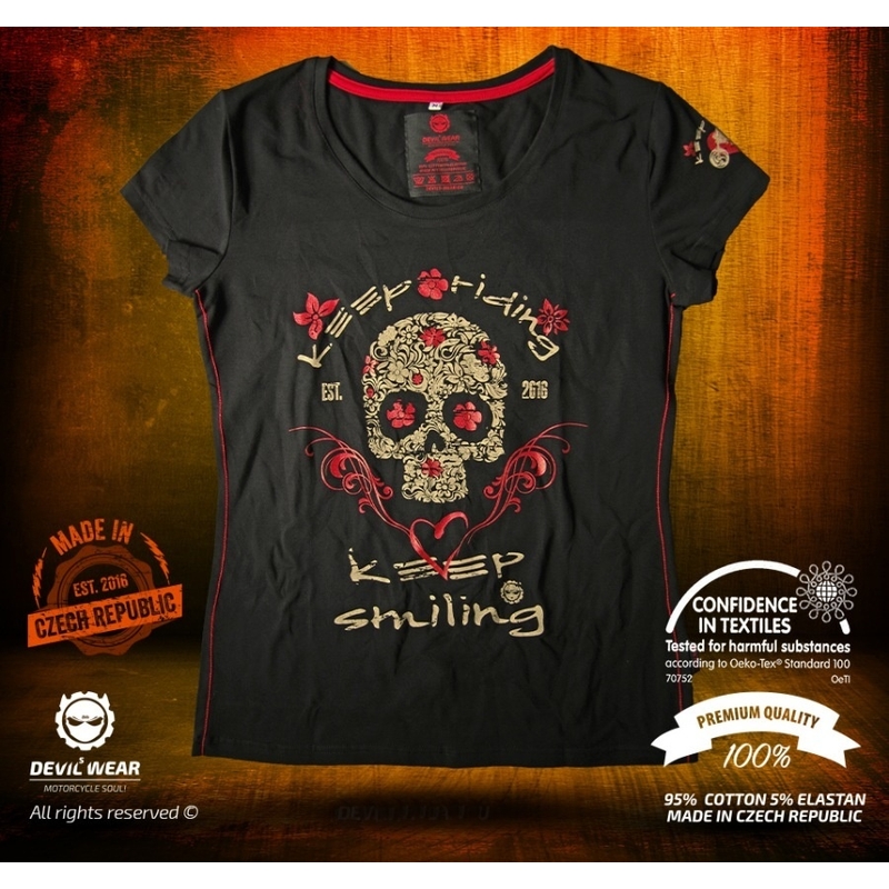 Damska koszulka Devils Wear - Keep Riding Keep Smiling