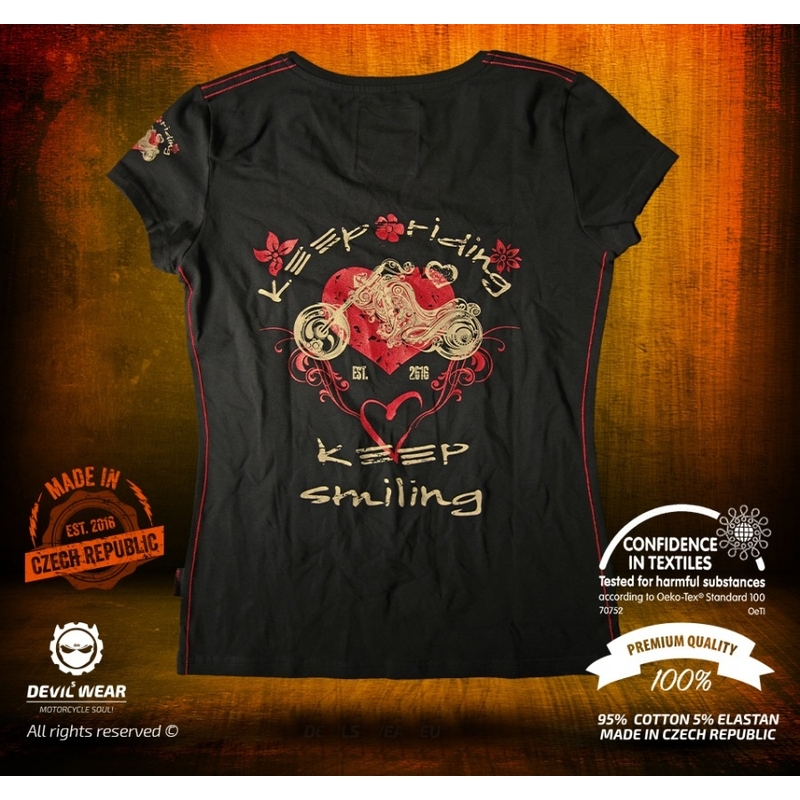 Damska koszulka Devils Wear - Keep Riding Keep Smiling