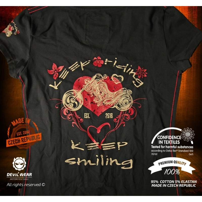 Damska koszulka Devils Wear - Keep Riding Keep Smiling