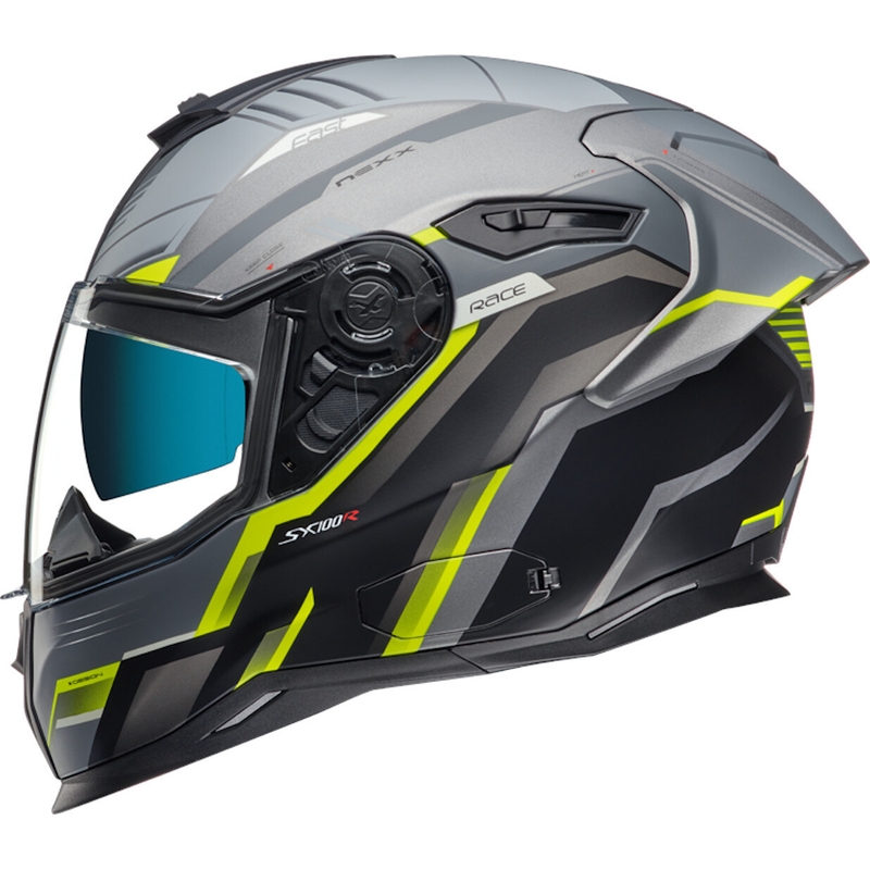 Integralny kask motocyklowy NEXX SX.100R Gridline szaro-fluo żółty wyprzedaż