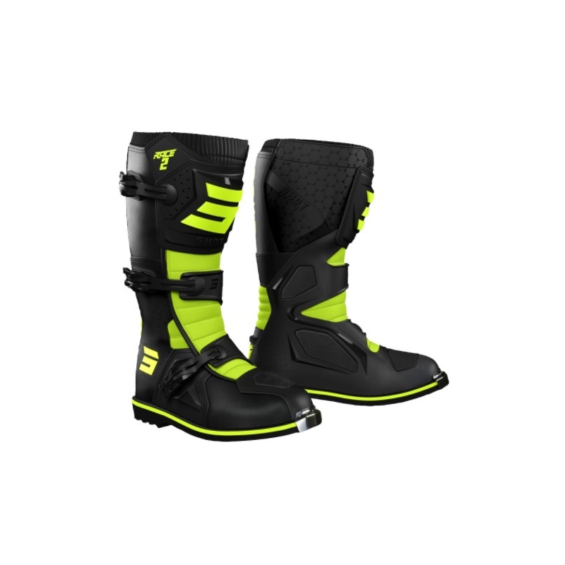 Buty motocyklowe Shot Race 2 Black-Fluo Yellow wyprzedaż