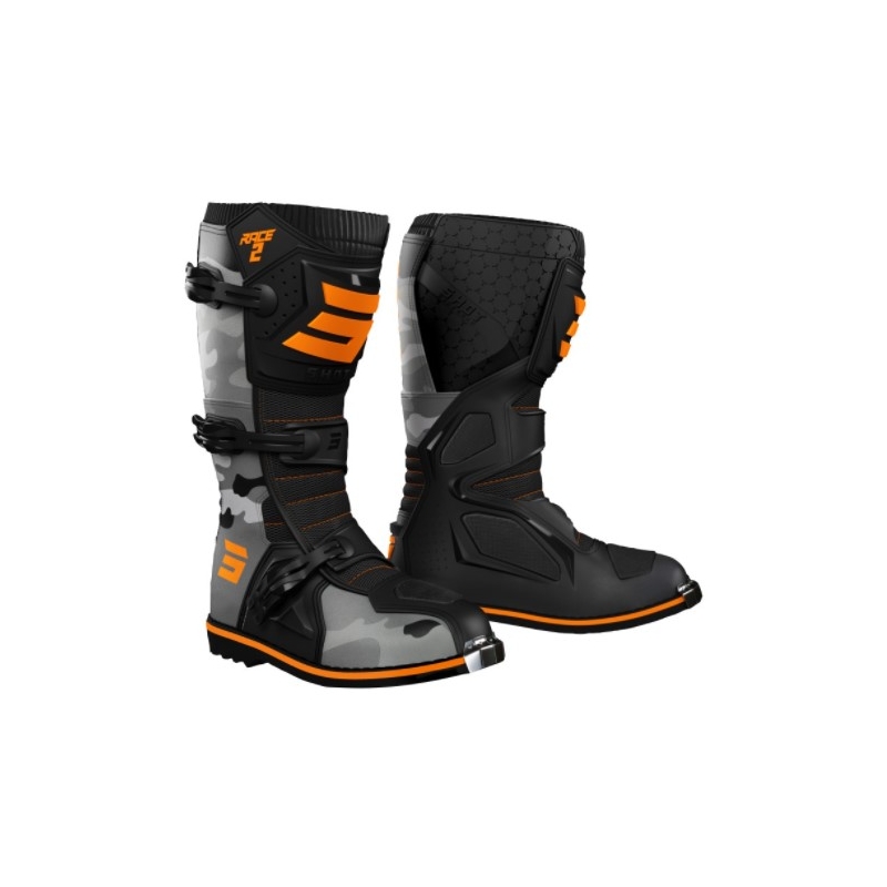 Buty motocyklowe Shot Race 2 black-camo-fluo orange.