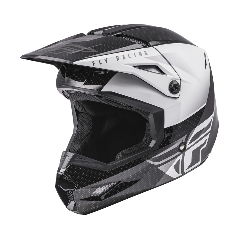 Kask motocrossowy FLY Racing Kinetic Straight czarno-biały wyprzedaż