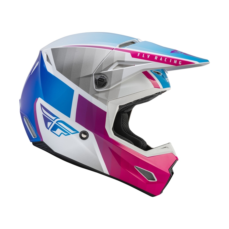 Dziecięcy kask motocrossowy FLY Racing Kinetic Drift różowo-biało-niebieski