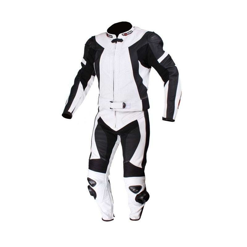 Kombinezon motocyklowy Tschul 737 Vintage biało-czarny wyprzedaż