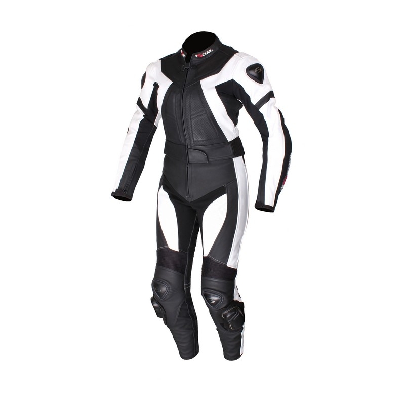 Damska skórzana kurtka motocyklowa Tschul 736 czarno-biała wyprzedaż