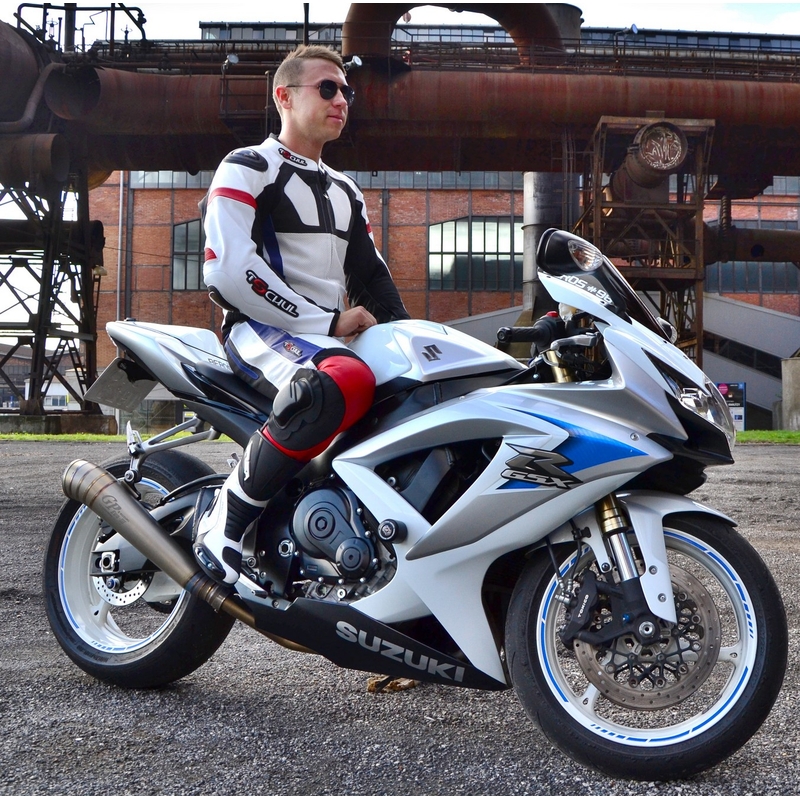 Kombinezon motocyklowy Tschul 580 biało-czerwono-niebiesko-czarny wyprzedaż