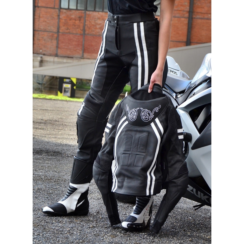 Damski skórzany kombinezon motocyklowy Tschul 554 czarno-biały wyprzedaż