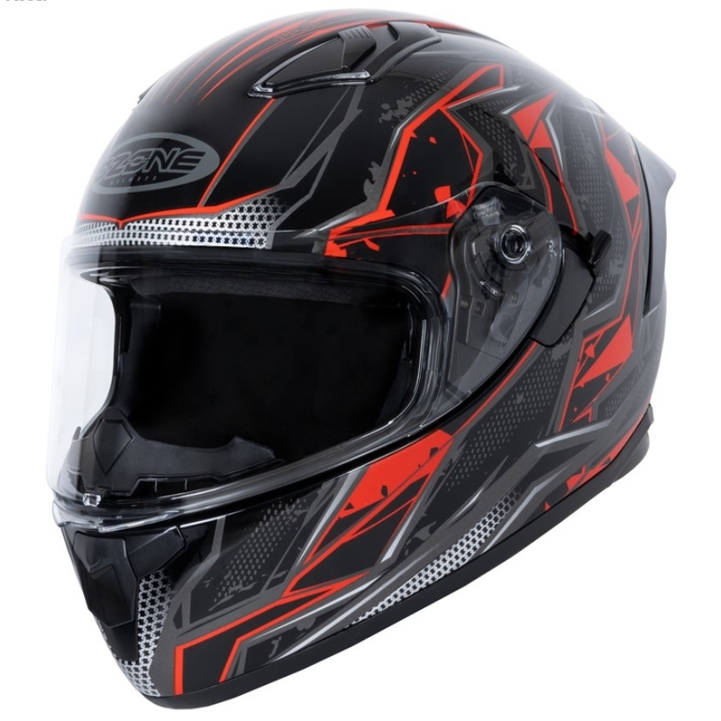 Ozone Sprint black-grey-fluo red integralny kask motocyklowy