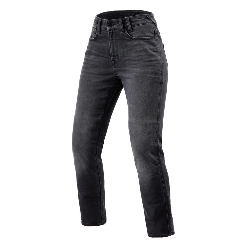 Damskie jeansy motocyklowe Revit Victoria 2 SF Grey Cropped.