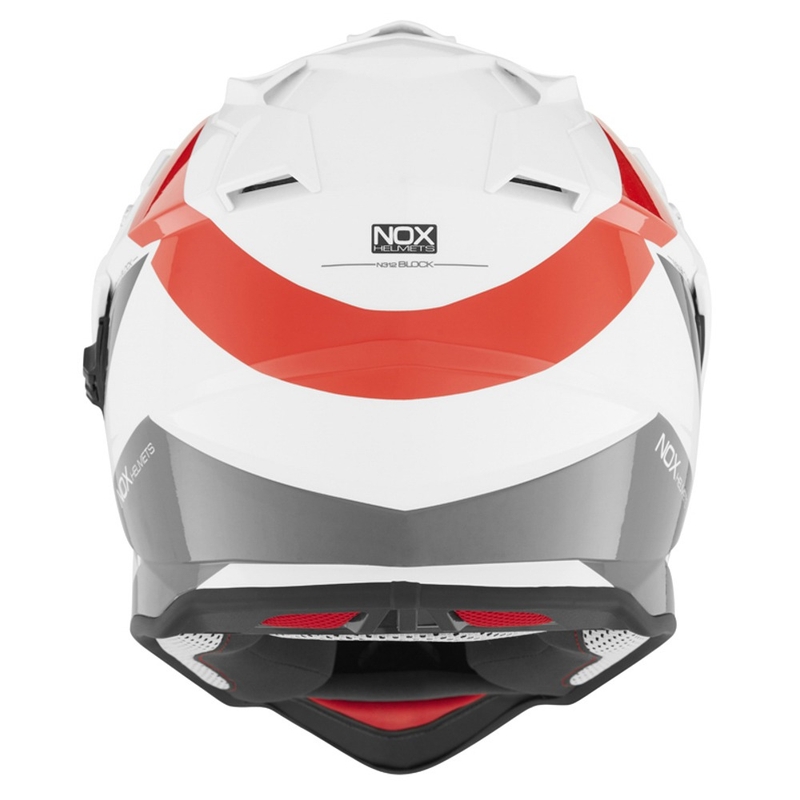 Kask Enduro NOX N312 BLOCK 2022 szaro - czerwono - biały wyprzedaż