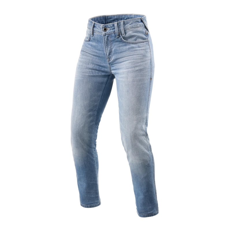 Damskie jeansy motocyklowe Revit Shelby 2 SK Light Blue Cropped. wyprzedaż