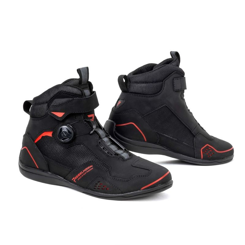 Buty motocyklowe Rebelhorn Spark II czarno-czerwone.