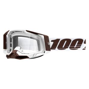 Gogle motocrossowe 100% RACECRAFT 2 Snowbird brązowo-biały (przezroczysta plexi)