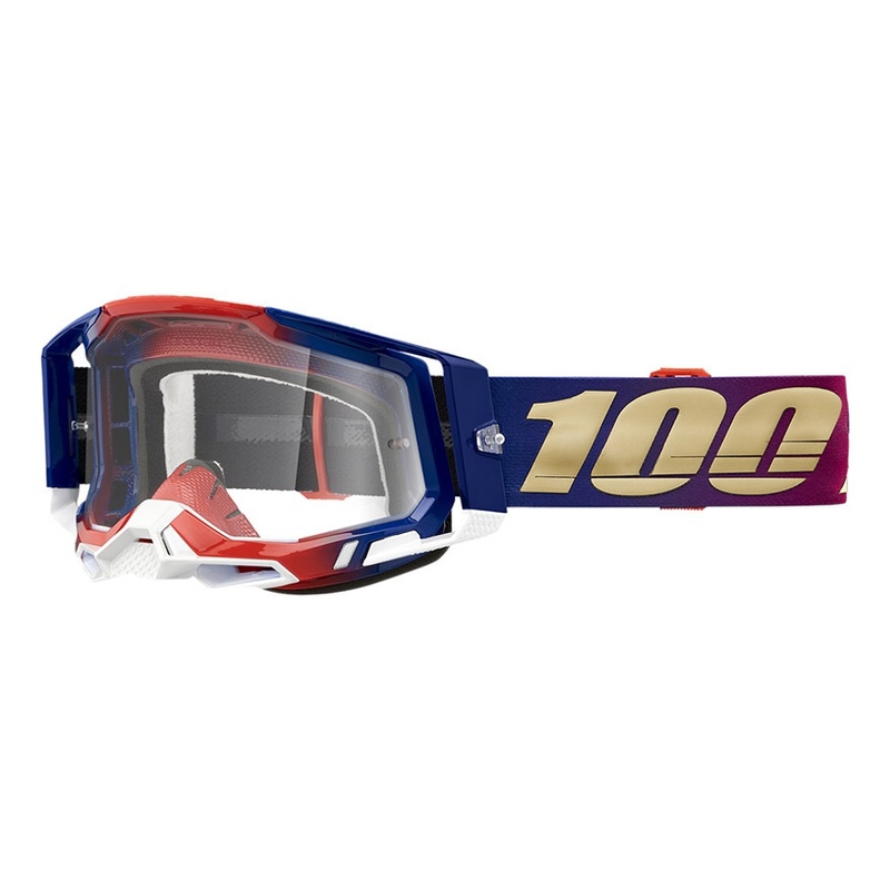 Gogle motocrossowe 100% RACECRAFT 2 United red-blue (clear plexi)