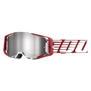 Gogle motocrossowe 100% ARMEGA Oversized Deep white-red (silver plexi)