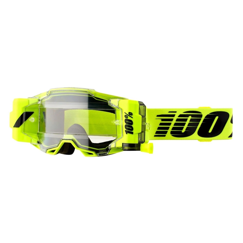 Gogle motocrossowe 100% ARMEGA FORECAST Nuclear Citrus black-fluo yellow (clear plexi) outlet.