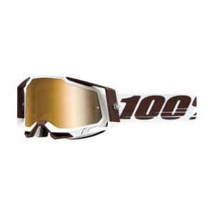 Gogle motocrossowe 100% RACECRAFT 2 Snowbird brązowo-biały (złota pleksi)