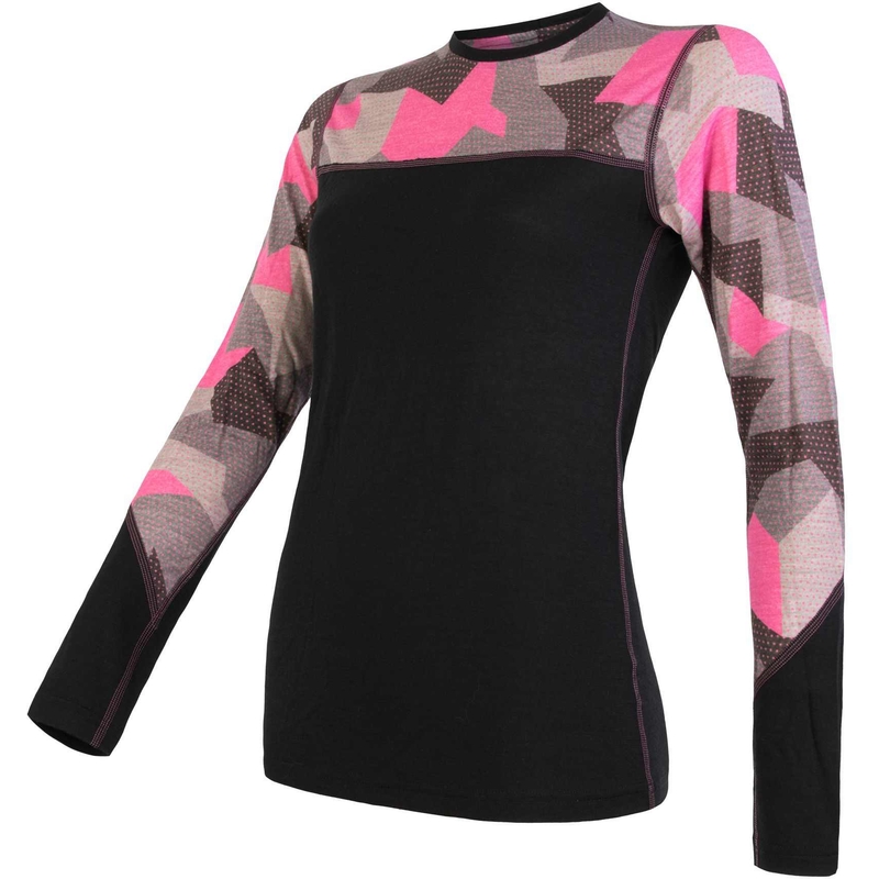 Damska koszulka termiczna Sensor Merino Impress black-mask - długi rękaw wyprzedaż