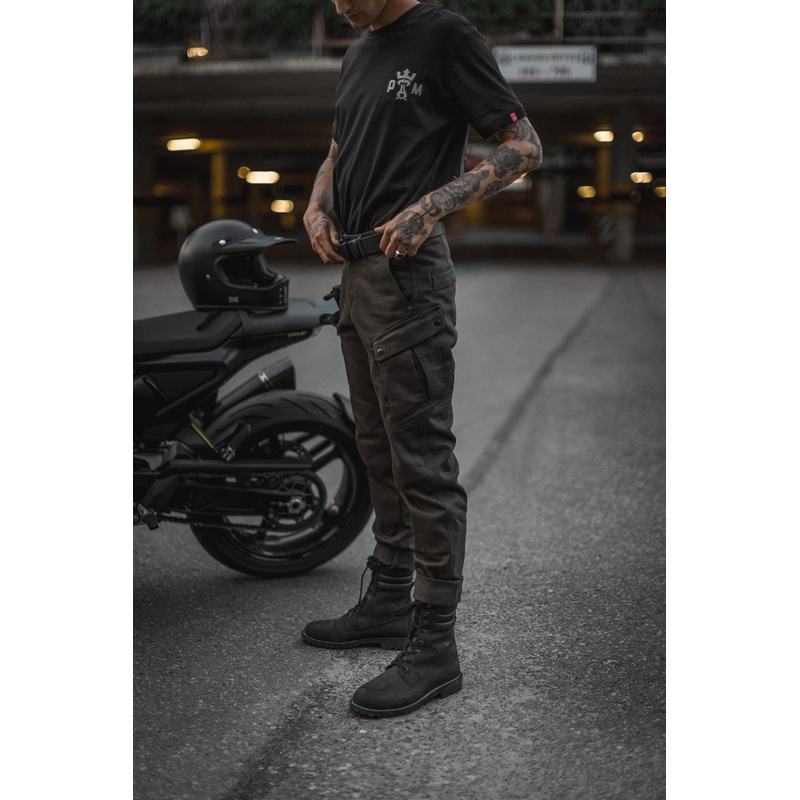 Jeansy motocyklowe PANDO MOTO Mark Kev oliwkowa zieleń wyprzedaż