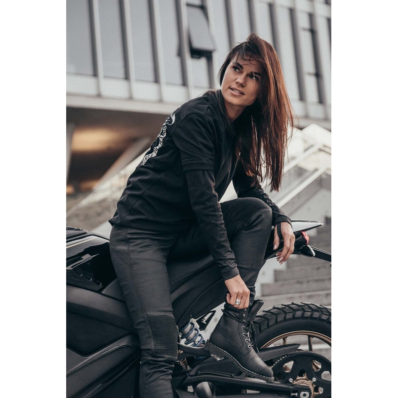 Damskie jeansy motocyklowe PANDO MOTO Kusari Kev czarne. wyprzedaż
