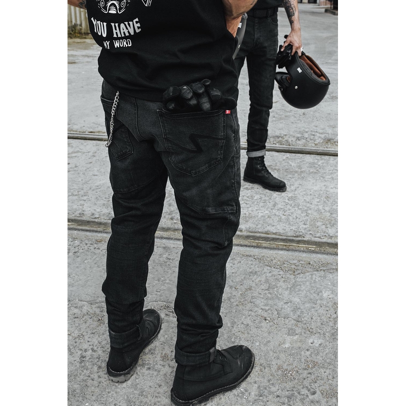 Jeansy motocyklowe PANDO MOTO Boss Dyn czarne wyprzedaż