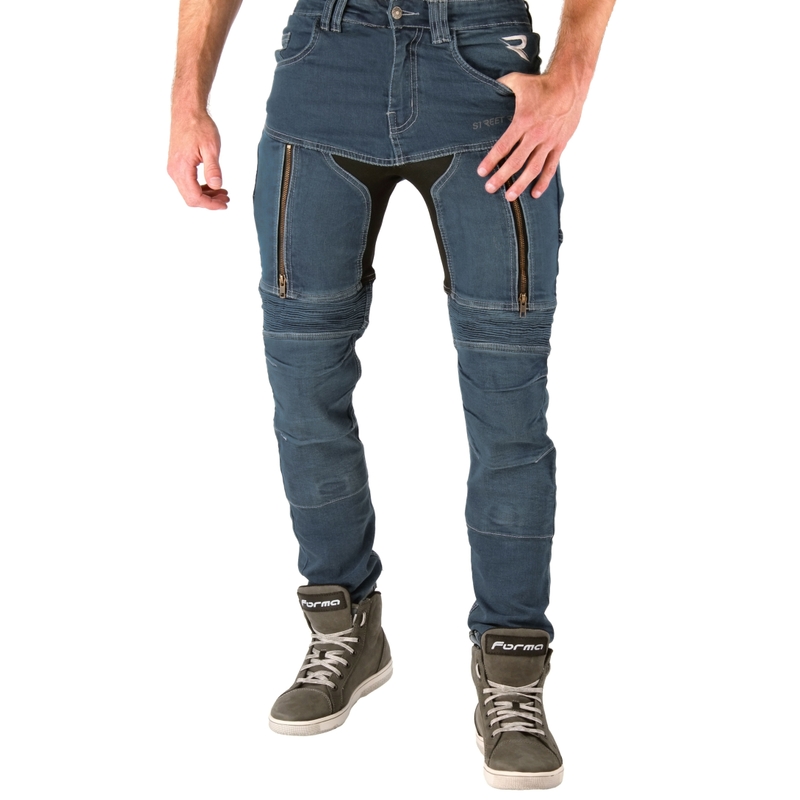 Jeansy kevlarowe na motocykl Street Racer Denim sprane niebieskie wyprzedaż