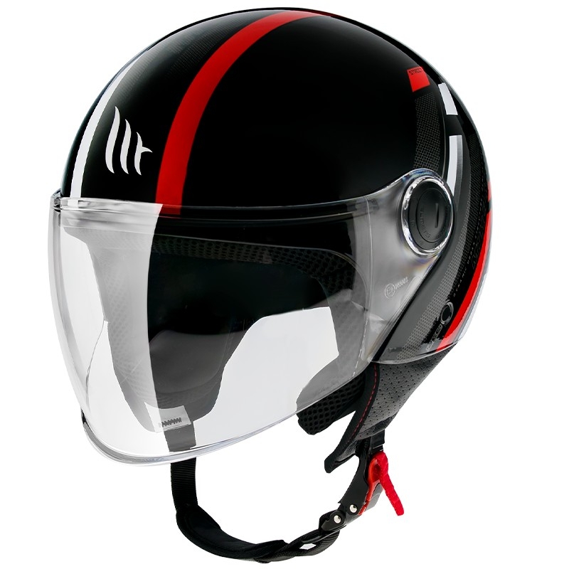 MT Street Scope D5 otwarty kask motocyklowy czarny-szary-czerwony błyszczący wyprzedaż