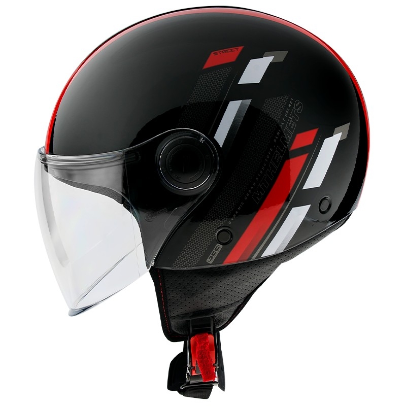 MT Street Scope D5 otwarty kask motocyklowy czarny-szary-czerwony błyszczący wyprzedaż