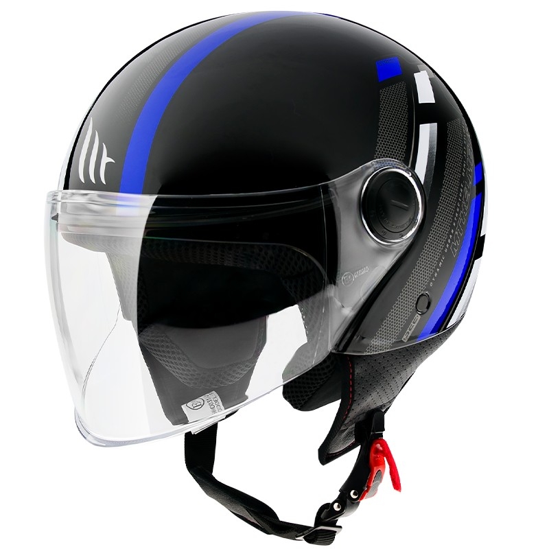 MT Street Scope D7 otwarty kask motocyklowy czarny-szary-niebieski błyszczący wyprzedaż
