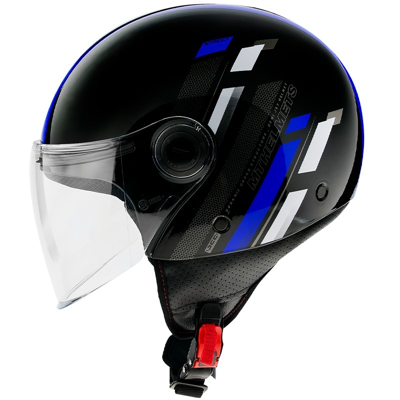 MT Street Scope D7 otwarty kask motocyklowy czarny-szary-niebieski błyszczący wyprzedaż