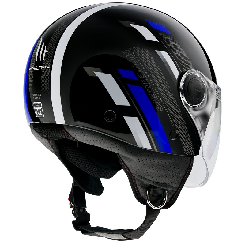 MT Street Scope D7 otwarty kask motocyklowy czarny-szary-niebieski błyszczący wyprzedaż