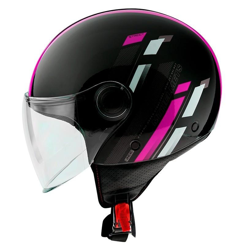 MT Street Scope D8 otwarty kask motocyklowy czarny-szary-fluo różowy błyszczący wyprzedaż