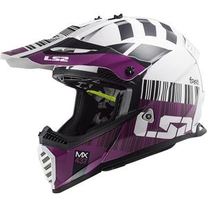 Kask motocrossowy LS2 MX437 Fast Evo XCODE biało-fioletowy błyszczący