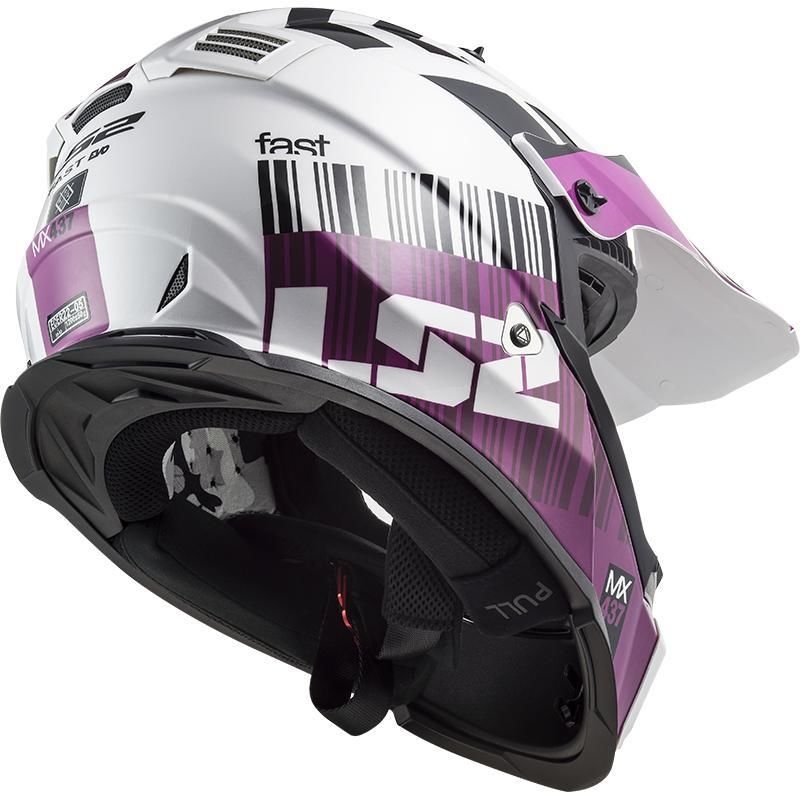 Kask motocrossowy LS2 MX437 Fast Evo XCODE biało-fioletowy błyszczący