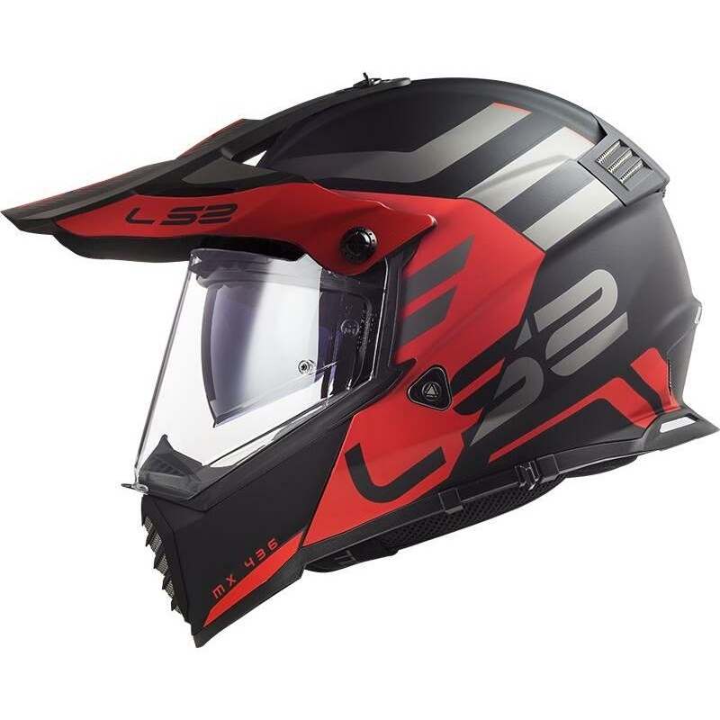 Kask Enduro LS2 MX436 Pioneer Evo Adventurer czarny-czerwony matowy