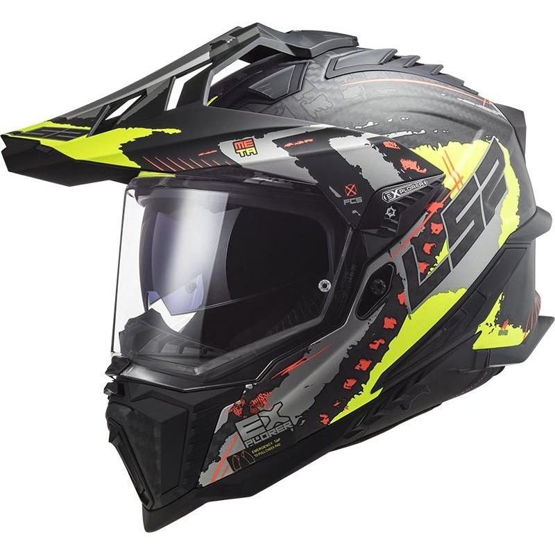 Kask Enduro LS2 MX701 Explorer C Extend czarno-szary-fluo żółty