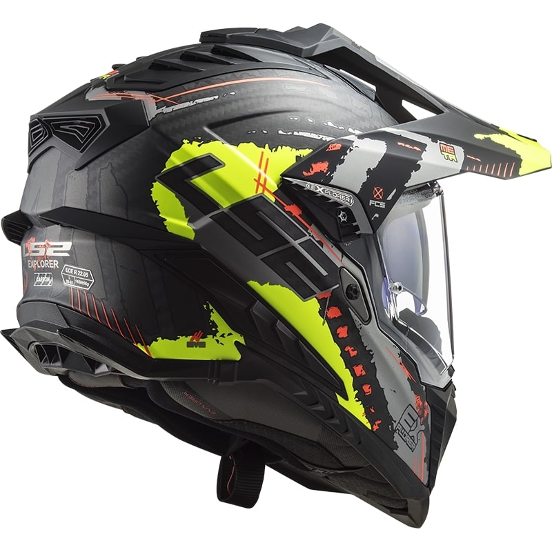 Kask Enduro LS2 MX701 Explorer C Extend czarno-szary-fluo żółty