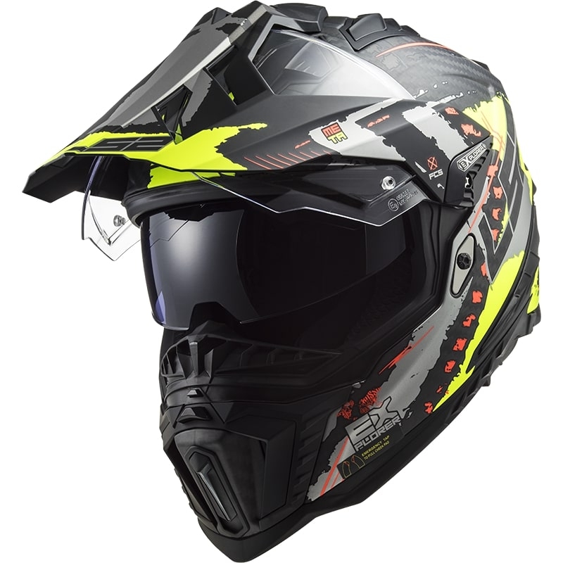 Kask Enduro LS2 MX701 Explorer C Extend czarno-szary-fluo żółty