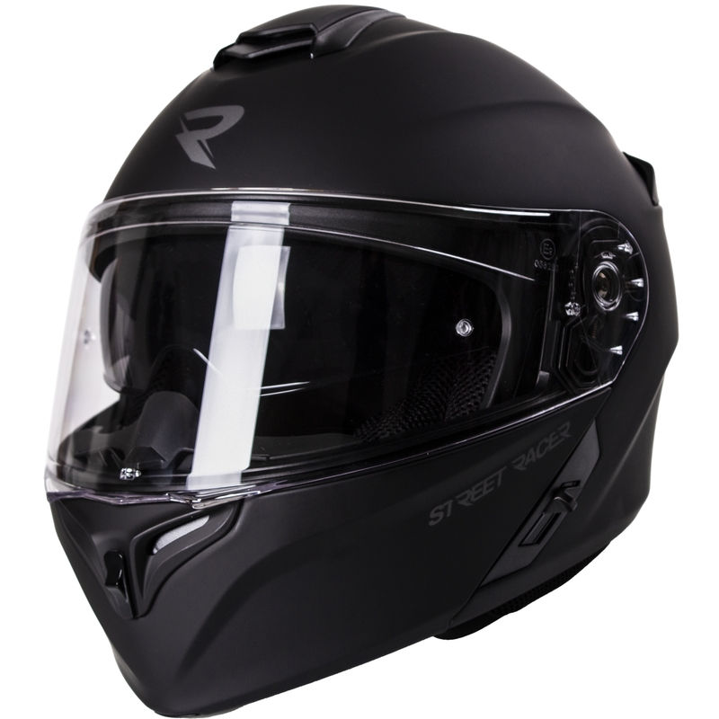 Kask motocyklowy Street Racer Ranger czarny matowy z klapką