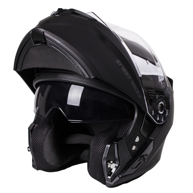 Kask motocyklowy Street Racer Ranger czarny matowy z klapką