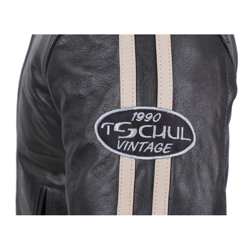 Skórzana kurtka motocyklowa Tschul 640 czarno-beżowa wyprzedaż