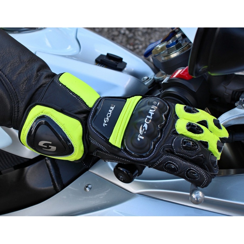 Rękawice motocyklowe Tschul 285 czarno-fluo żółte wyprzedaż